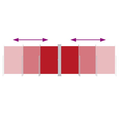 Punainen sisäänvedettävä sivumarkiisi Solimna 200x600cm