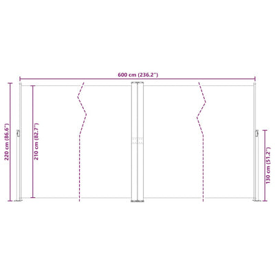 Antrasiitti sisäänvedettävä sivumarkiisi Solimna 220x600cm