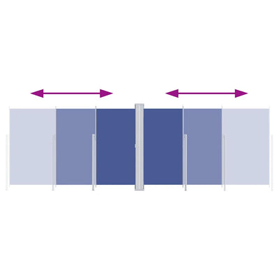 Sininen sisäänvedettävä sivumarkiisi Solimna 220x600cm