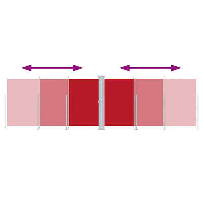 Punainen sisäänvedettävä sivumarkiisi Solimna 220x600cm