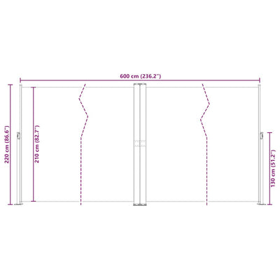Punainen sisäänvedettävä sivumarkiisi Solimna 220x600cm