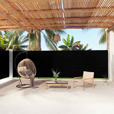 Musta sisäänvedettävä sivumarkiisi Solimna 180x1000cm