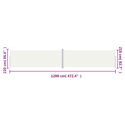 Kerma sisäänvedettävä sivumarkiisi Solimna 220x1200cm