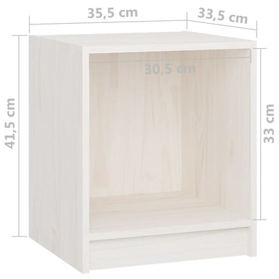 Yöpöydät 2 kpl valkoinen 35,5x33,5x41,5 cm täysi mänty