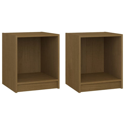 Yöpöydät 2 kpl hunajanruskea 35,5x33,5x41,5 cm täysi mänty
