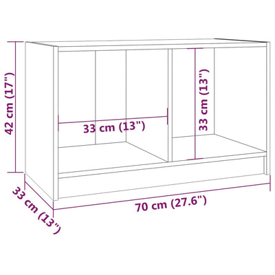 TV-taso hunajanruskea 70x33x42 cm täysi mänty