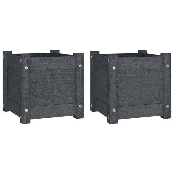 Harmaa puutarhan kukkalaatikot Gull 31x31x31cm (2 kpl mänty)