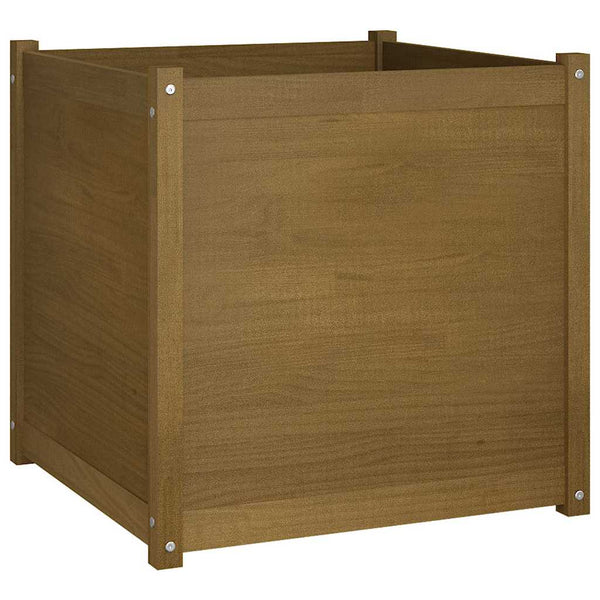 Puutarhan kukkalaatikko hunajanruskea 70x70x70 cm täysi mänty