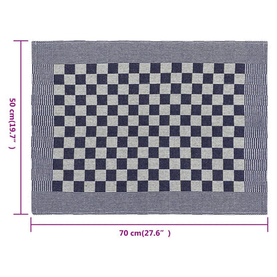 Keittiöpyyhkeet 10 kpl sininen ja valkoinen 50x70 cm puuvilla