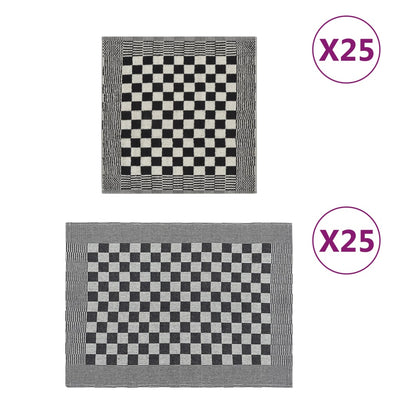 Mustavalkoinen pyyhesetti Zahariuta 50 kpl (puuvilla)