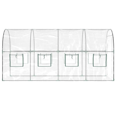 Kasvihuone läpinäkyvä 160x400x190 cm PVC ja jauhemaalattu teräs