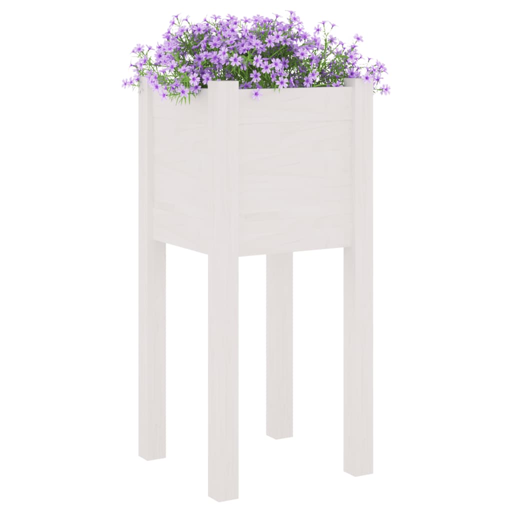 Valkoinen puutarhan kukkalaatikot Aprilian 31x31x70cm (2 kpl mänty)