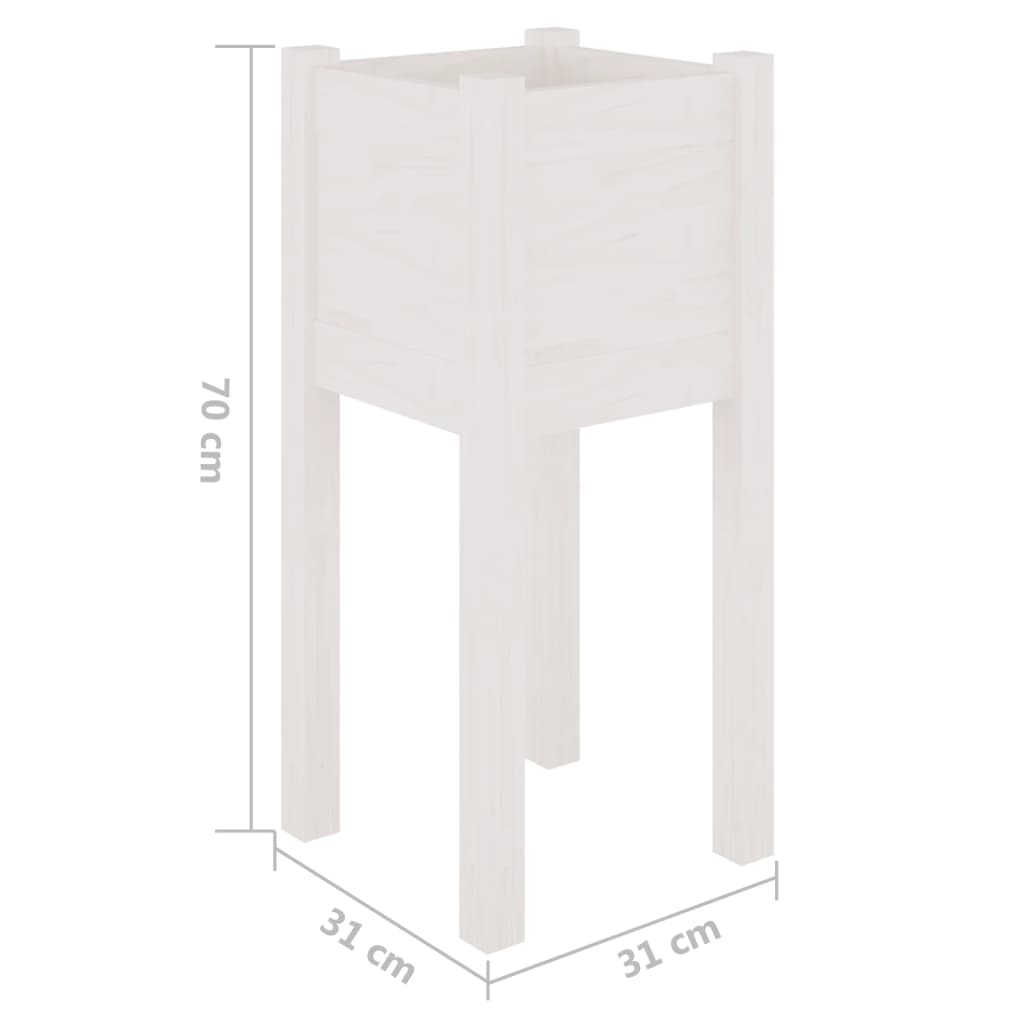 Valkoinen puutarhan kukkalaatikot Aprilian 31x31x70cm (2 kpl mänty)