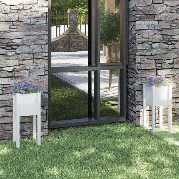 Valkoinen puutarhan kukkalaatikot Aprilian 31x31x70cm (2 kpl mänty)