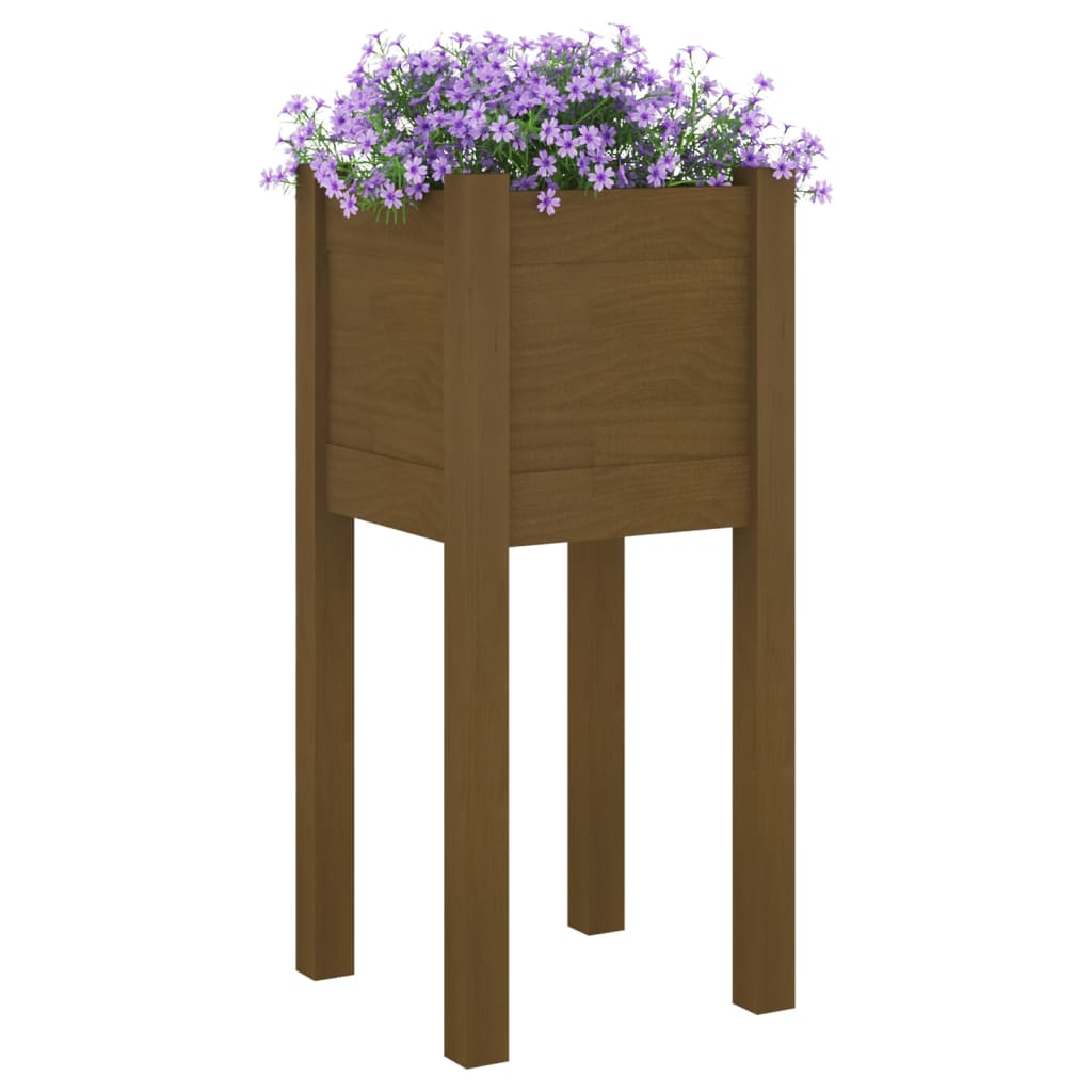 Hunajanruskea puutarhan kukkalaatikko Aprilian 31x31x70cm (mänty)