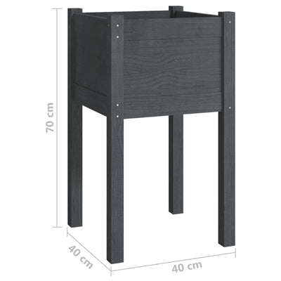 Puutarhan kukkalaatikot 2 kpl harmaa 40x40x70 cm täysi mänty