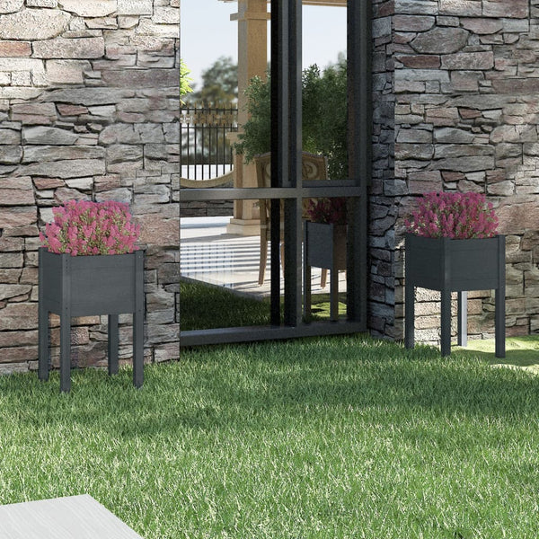 Harmaa puutarhan kukkalaatikot Velican 40x40x70cm (2 kpl mänty)