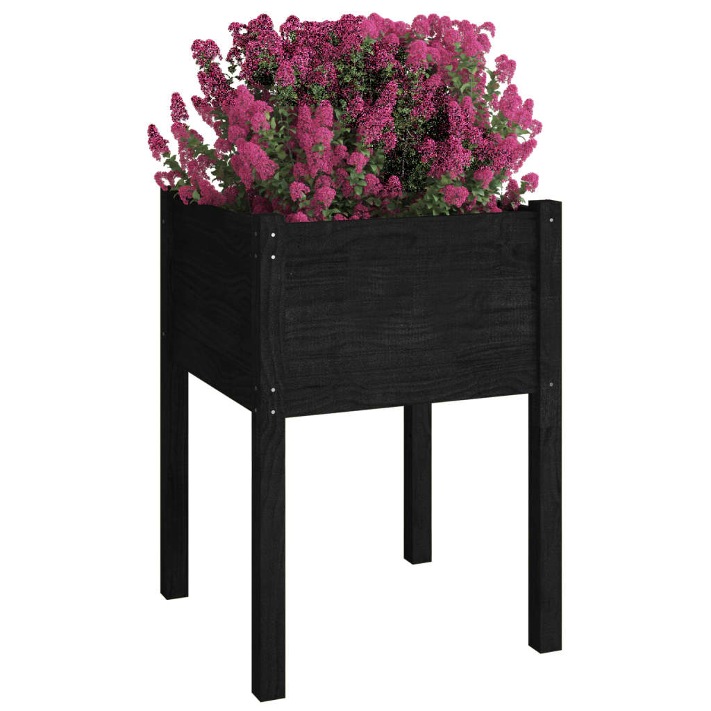 Musta puutarhan kukkalaatikko Sanislau 50x50x70cm (mänty)