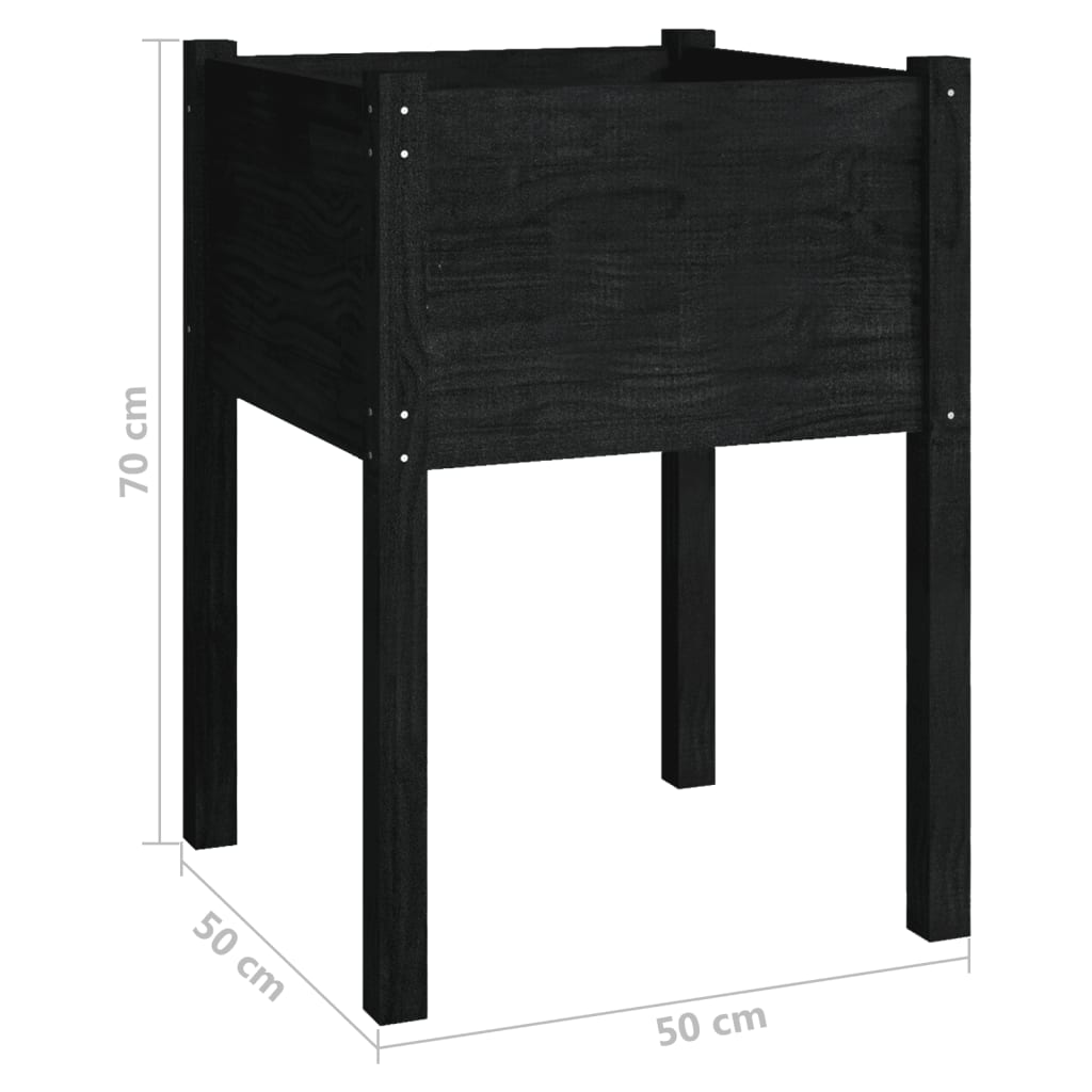Musta puutarhan kukkalaatikko Sanislau 50x50x70cm (mänty)