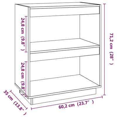 Kirjahylly musta 60x35x71 cm täysi mänty