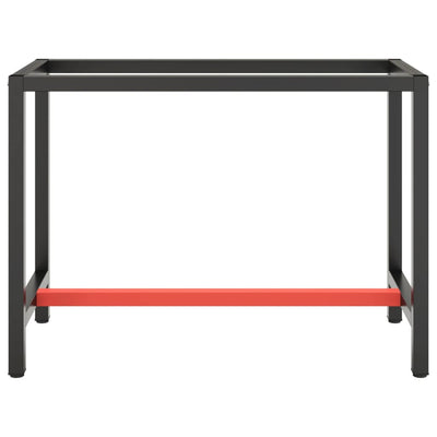Työpenkin runko mattamusta ja -punainen 110x50x79 cm metalli