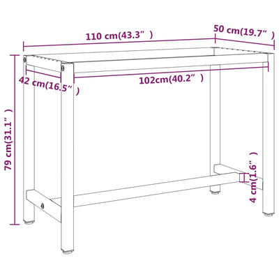 Työpenkin runko mattamusta ja -punainen 110x50x79 cm metalli