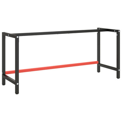 Työpenkin runko mattamusta ja -punainen 180x57x79 cm metalli