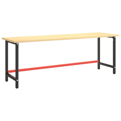Työpenkin runko mattamusta ja -punainen 220x57x79 cm metalli