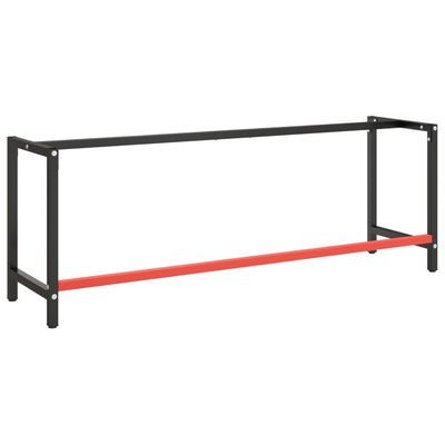Työpenkin runko mattamusta ja -punainen 220x57x79 cm metalli