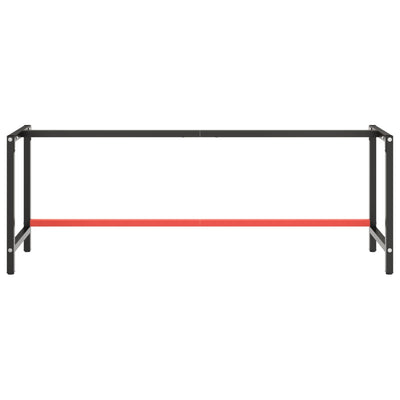 Työpenkin runko mattamusta ja -punainen 220x57x79 cm metalli