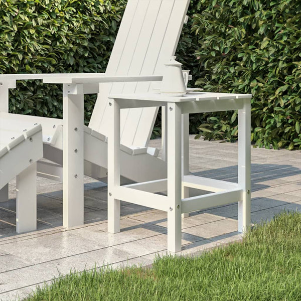 Valkoinen adirondack puutarhapöytä Calena 38x38x46cm (hdpe)