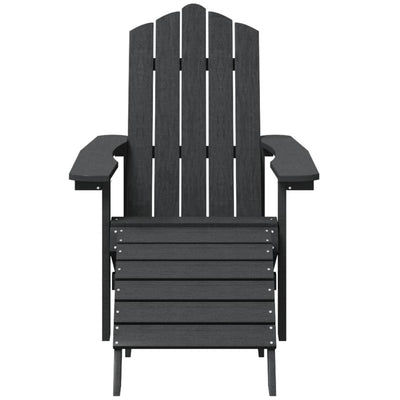 Adirondack puutarhatuoli jalkajakkaralla HDPE antrasiitti
