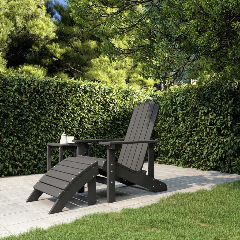 Antrasiitti adirondack puutarhatuoli jalkajakkaralla Jenut (hdpe)