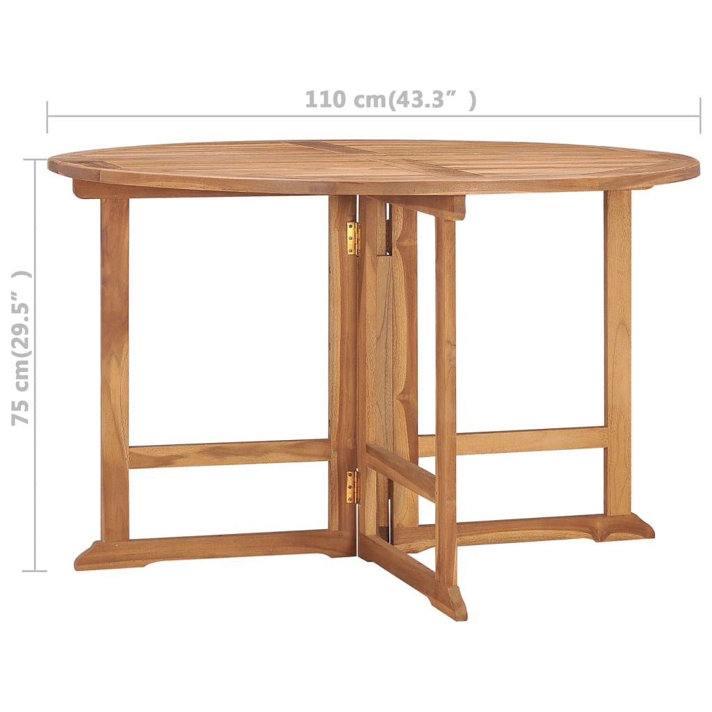 Kokoontaittuva puutarhan ruokapöytä Cires Ø110x75cm (tiikki)
