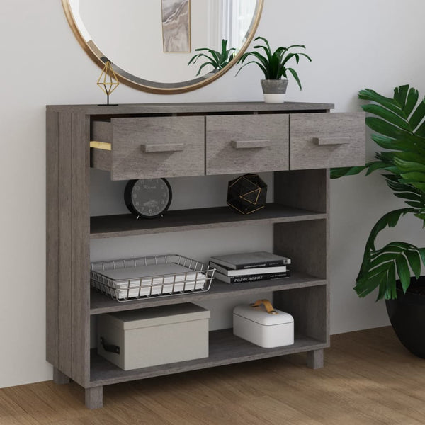 Konsolipöytä HAMAR vaaleanharmaa 90x35x90 cm täysi mänty
