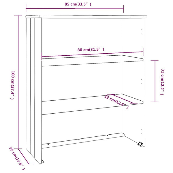 Yläkaappi HAMAR tummanharmaa 85x35x100 cm täysi mänty