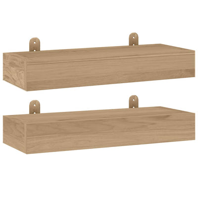 Seinähyllyt 2 kpl 40x15x4 cm täysi tiikki