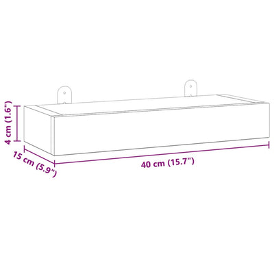 Seinähyllyt 2 kpl 40x15x4 cm täysi tiikki