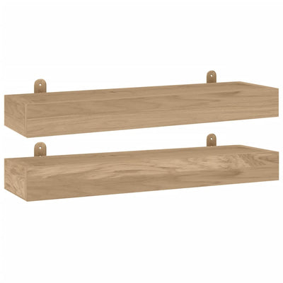 Seinähyllyt 2 kpl 60x15x4 cm täysi tiikki