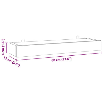 Seinähyllyt 2 kpl 60x15x4 cm täysi tiikki