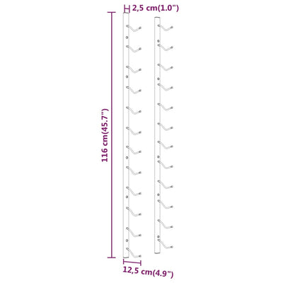 Kulta seinälle kiinnitettävä viinipulloteline Jonny 12 pullolle (rauta)