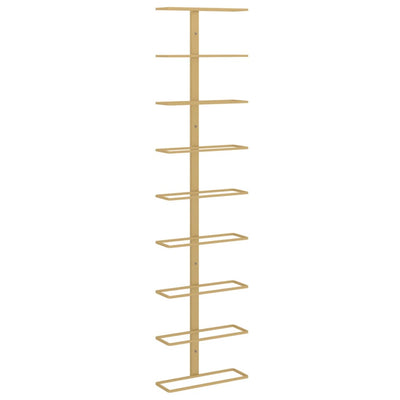 Kulta seinäkiinnitettävä viinipulloteline Yamya 9 pullolle (rauta)