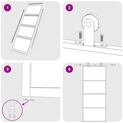 Valkoinen liukuovi esg-huurrelasi ja alumiini Cretu 90x205cm