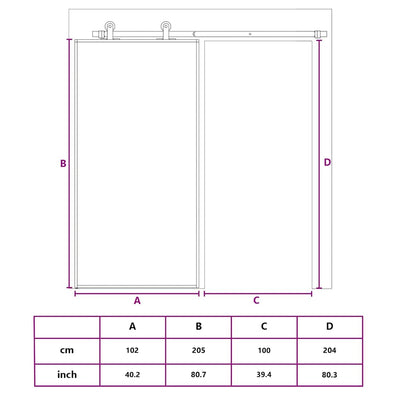 Musta liukuovi esg-huurrelasi ja alumiini Cretu 102,5x205cm