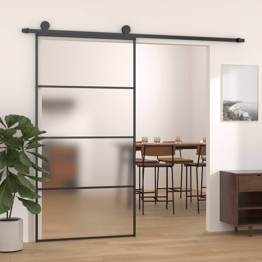 Musta liukuovi esg-huurrelasi ja alumiini Cretu 102,5x205cm