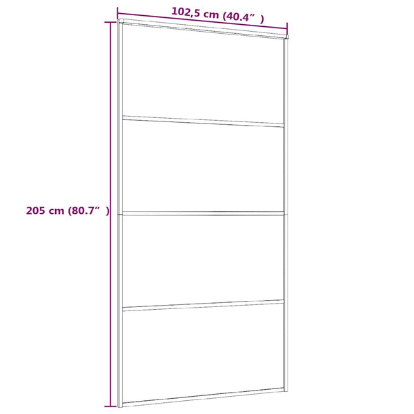 Liukuovi ESG-huurrelasi ja alumiini 102,5x205 cm valkoinen