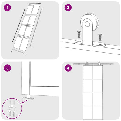 Valkoinen liukuovi esg-huurrelasi ja alumiini Botezatu 76x205cm