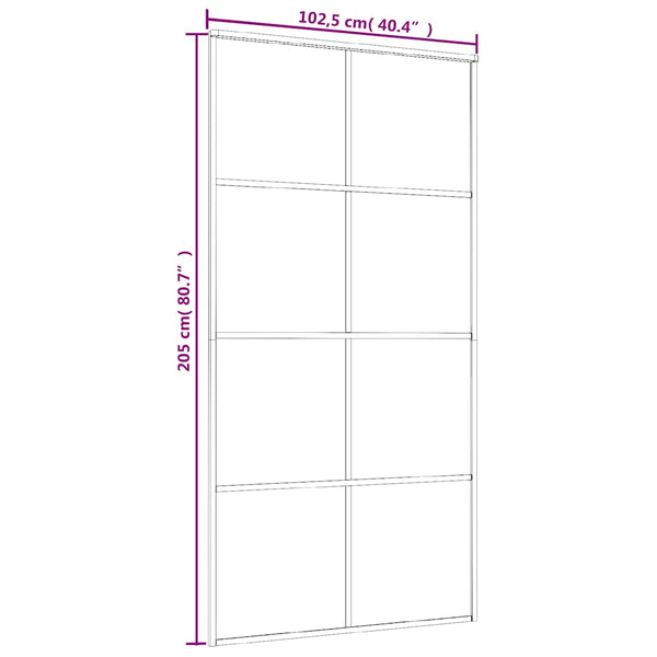 Liukuovi ESG-huurrelasi ja alumiini 102,5x205 cm valkoinen