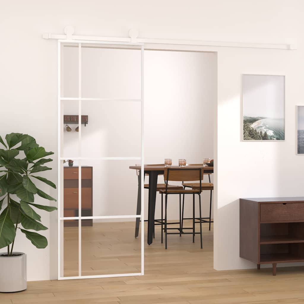 Valkoinen liukuovi esg-lasi ja alumiini Macrid 76x205cm