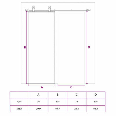 Valkoinen liukuovi esg-huurrelasi ja alumiini Macrid 76x205cm